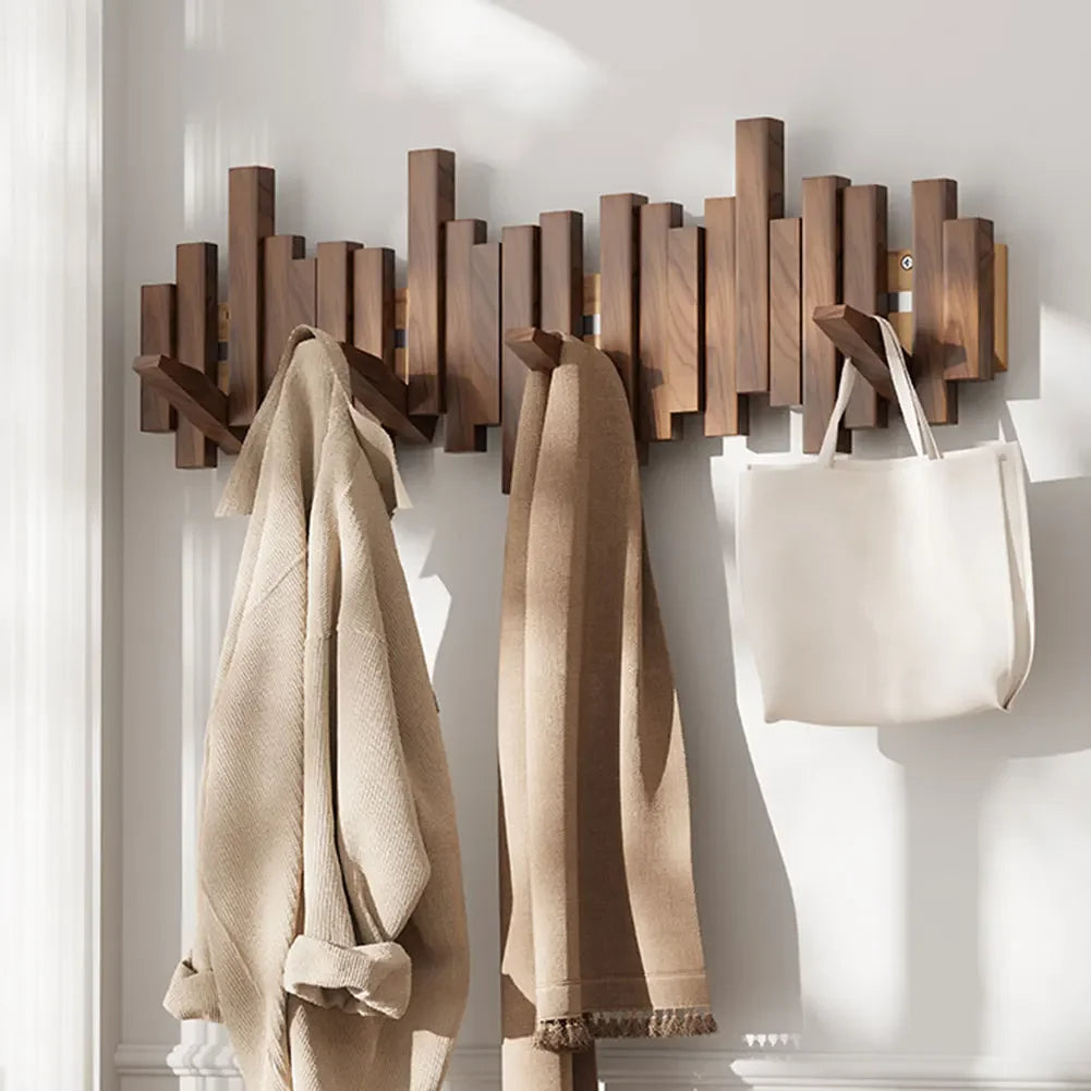 Folding Magnetic Hooks Wall-Mounted Coat Rack