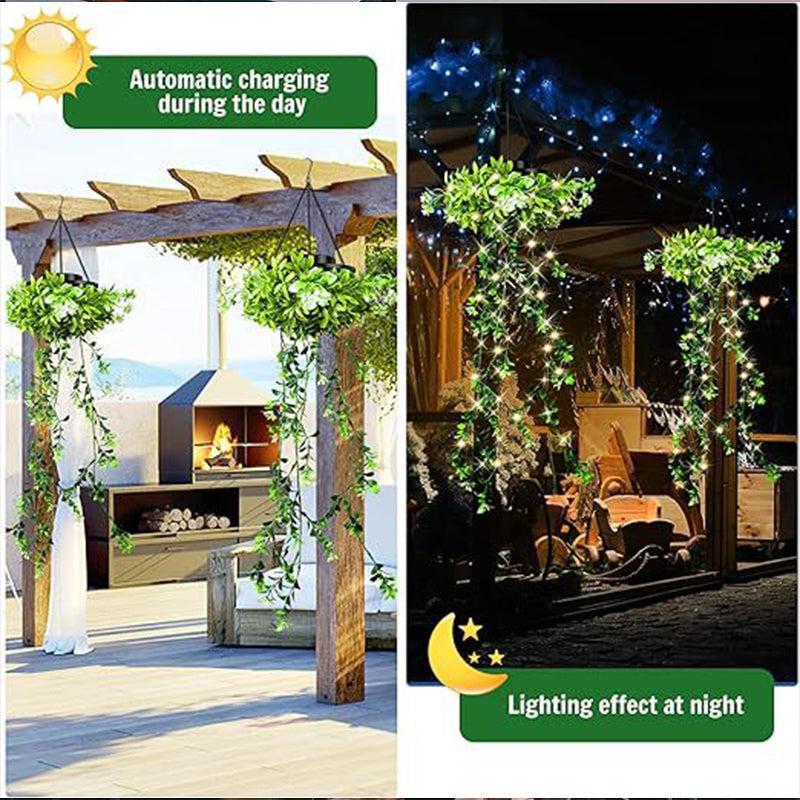Solar Hanging Lantern with Ivy Design – 8 Lighting Options