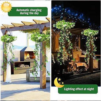 Solar Hanging Lantern with Ivy Design – 8 Lighting Options