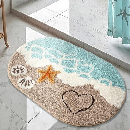 Ocean-Themed Soft Microfiber Bathroom Mat