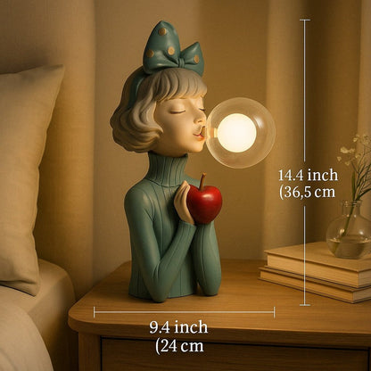 Table Lamp with Glowing Bubble Girl Figurine