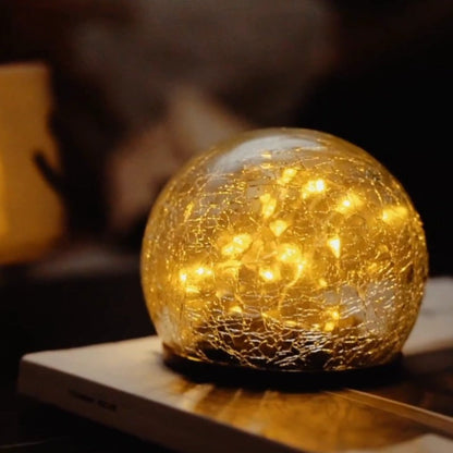 Solar-Powered Garden Globe Lights with Crackle Glass Design