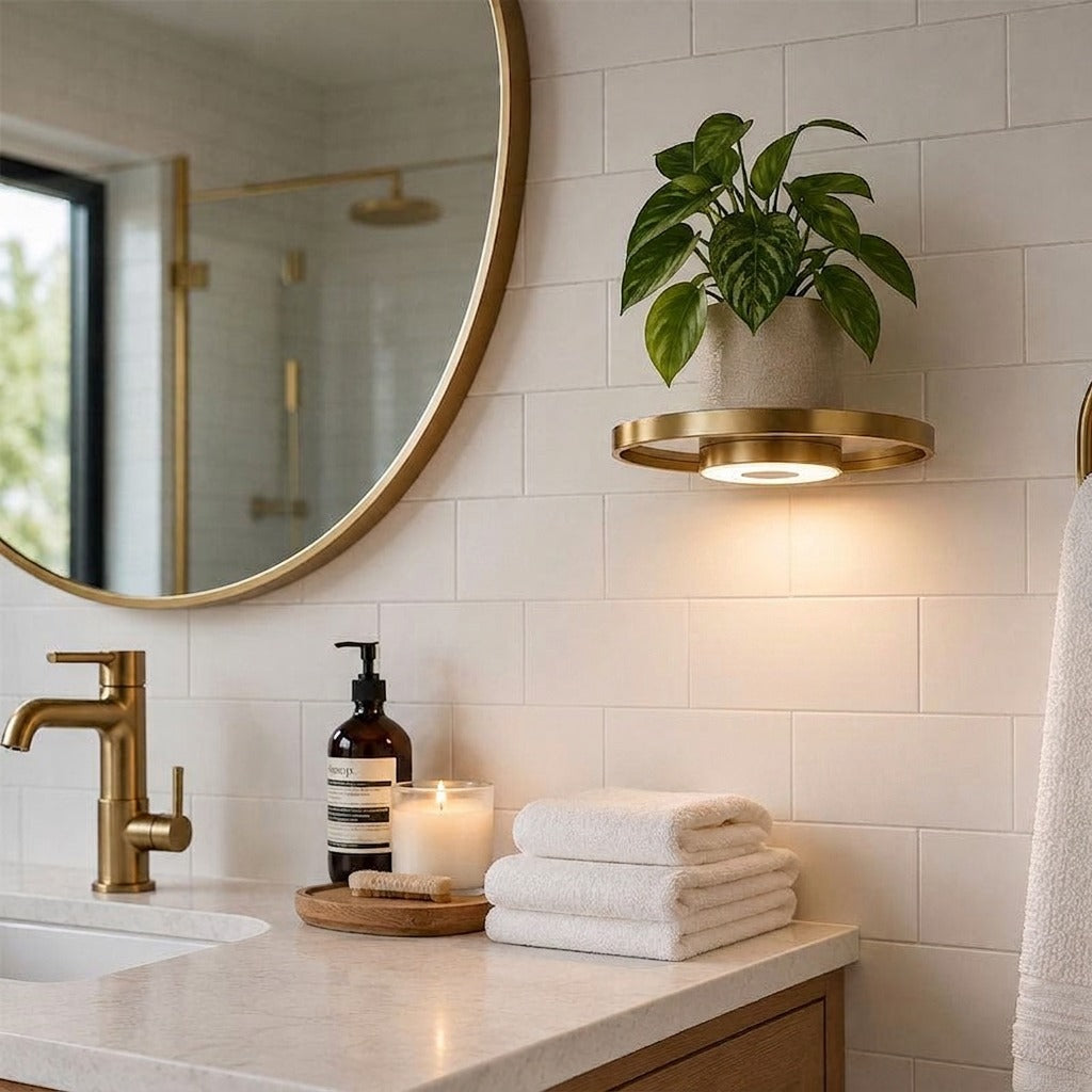 Corner Shelf with Integrated LED Lighting for Floating Display