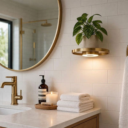Corner Shelf with Integrated LED Lighting for Floating Display