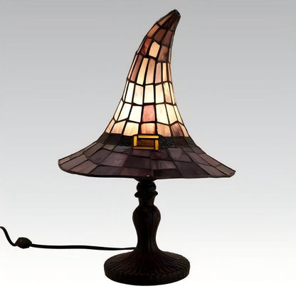 Witch Hat Design Table Lamp with Stained Glass