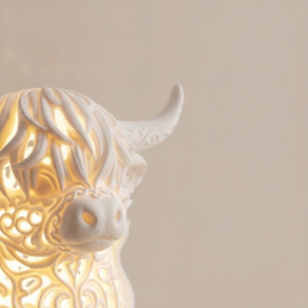 Warm Glow Table Lamp featuring Highland Cow Design