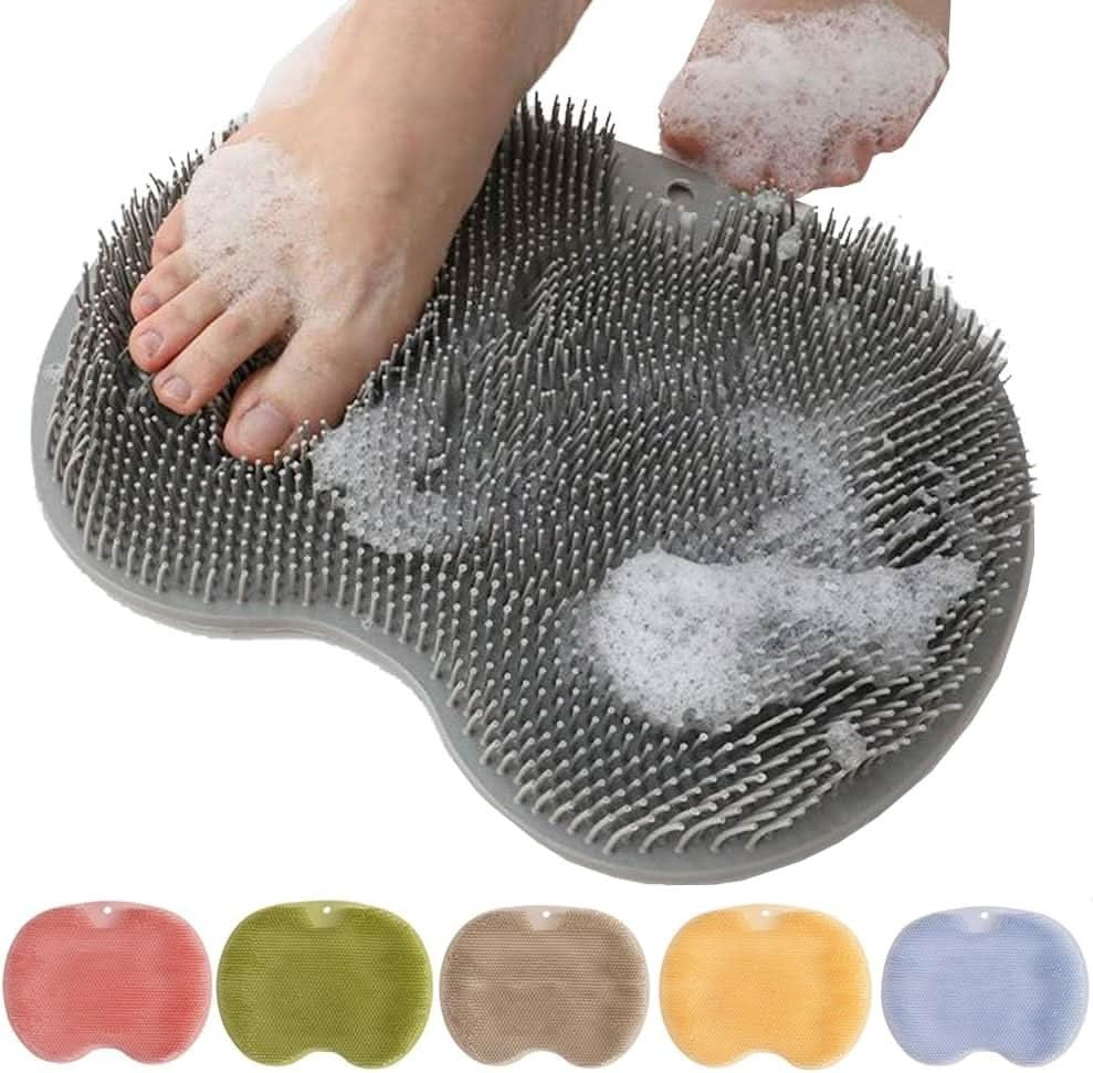 Foot Scrubber Mat Made of Silicone Featuring Suction Cups