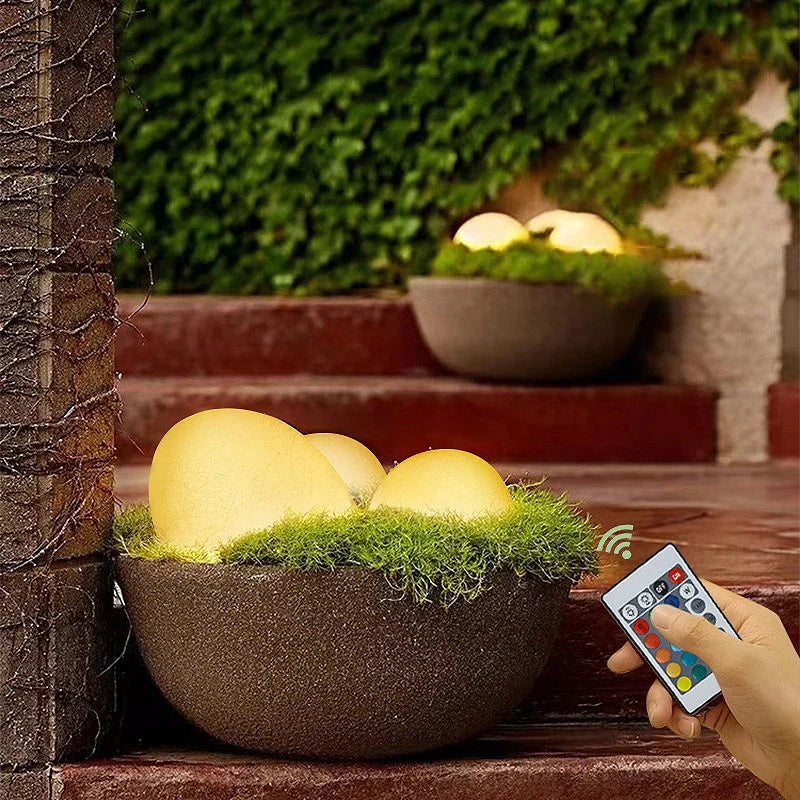 Remote-Controlled Garden Lamp in Stone Shape with LED Light
