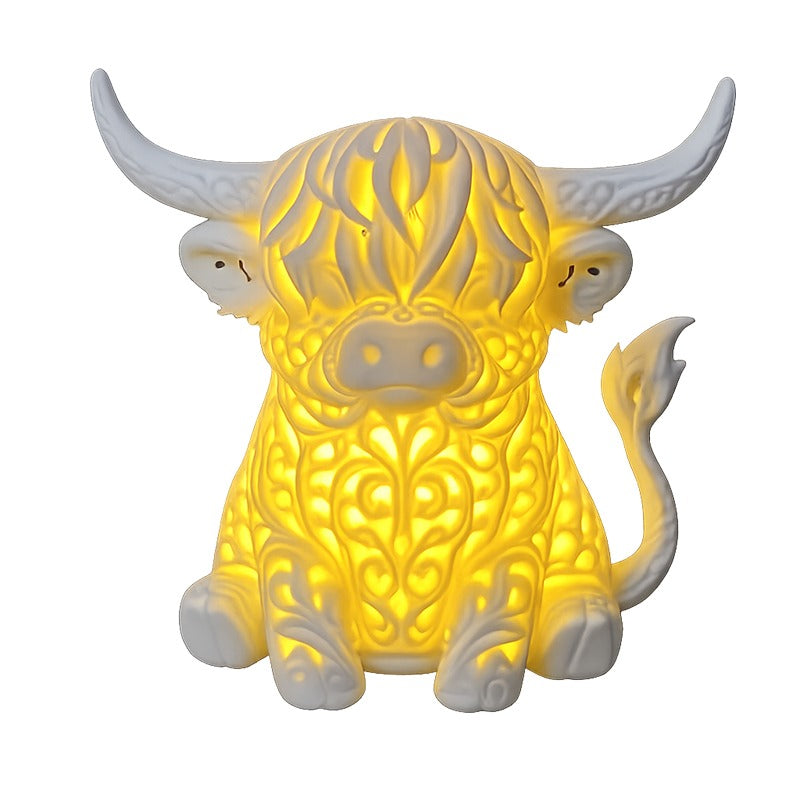 Warm Glow Table Lamp featuring Highland Cow Design