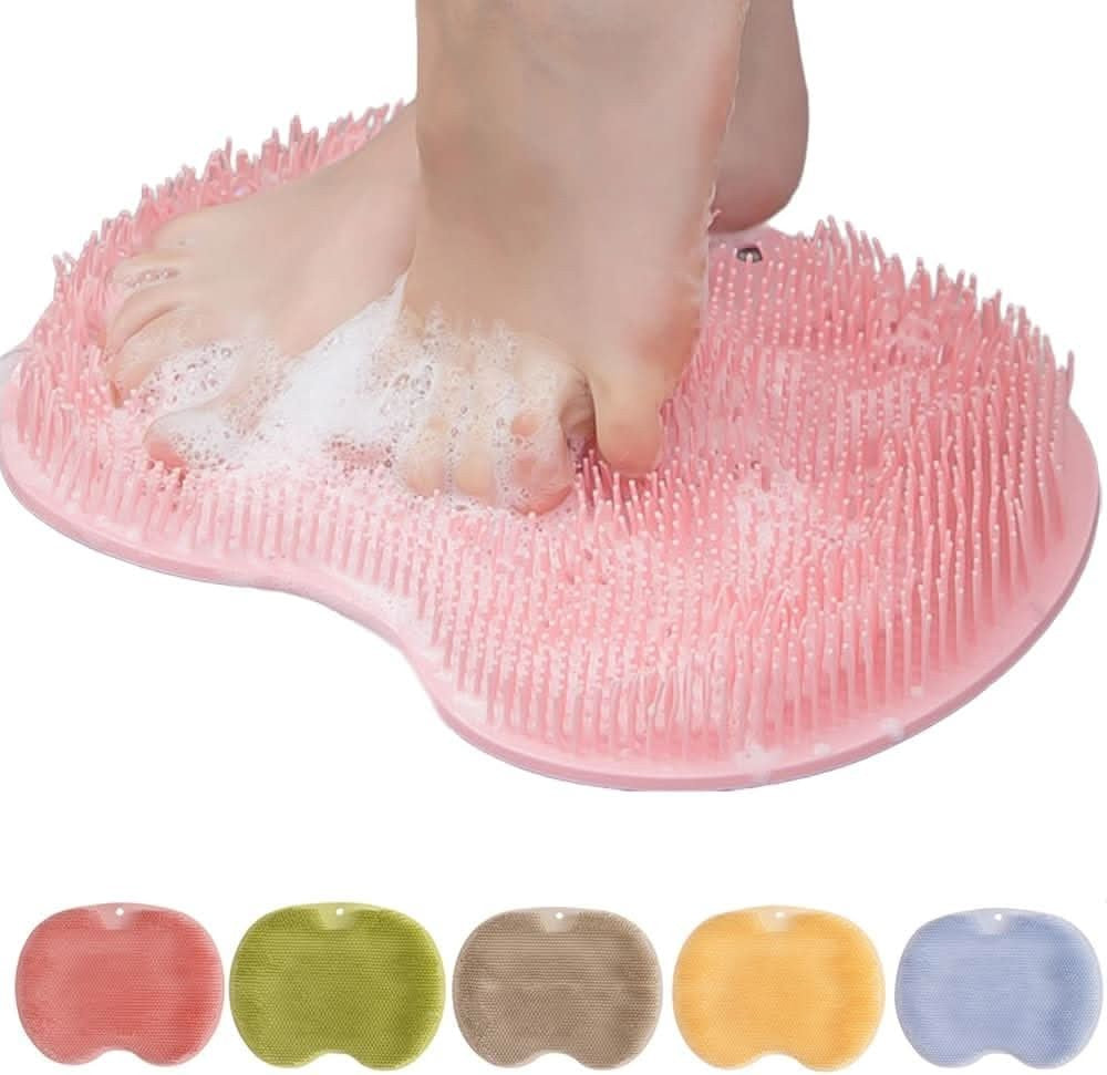 Foot Scrubber Mat Made of Silicone Featuring Suction Cups