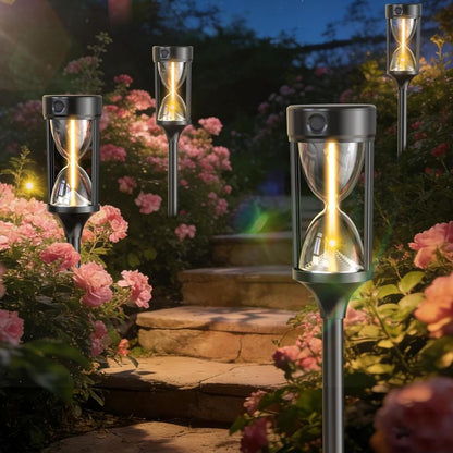 Hourglass-Shaped Solar Lights for Garden Pathways