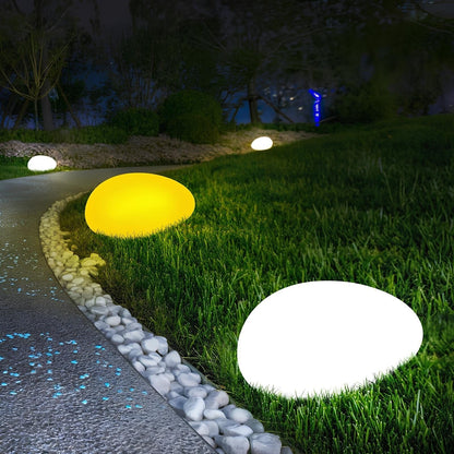 Remote-Controlled Garden Lamp in Stone Shape with LED Light
