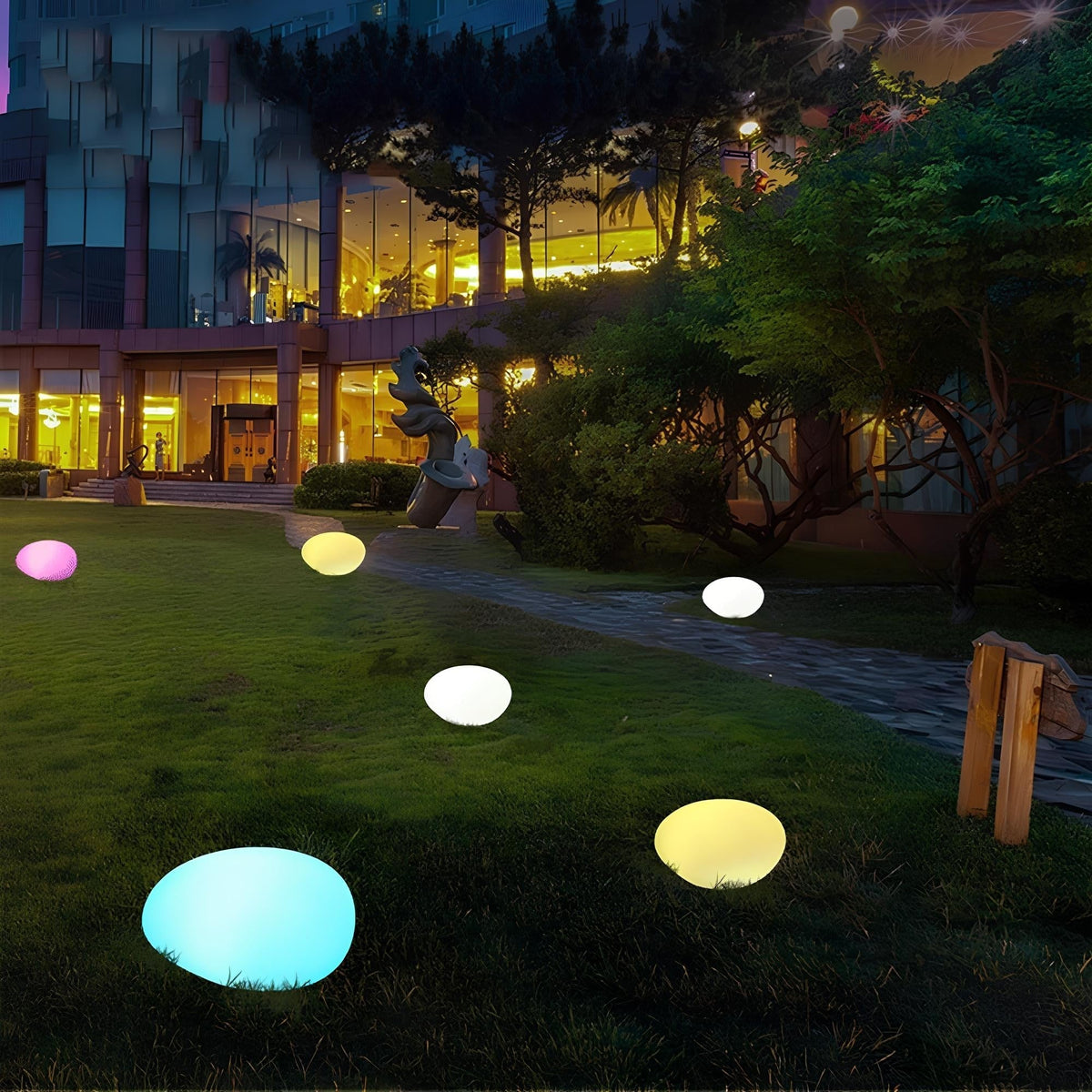 Remote-Controlled Garden Lamp in Stone Shape with LED Light