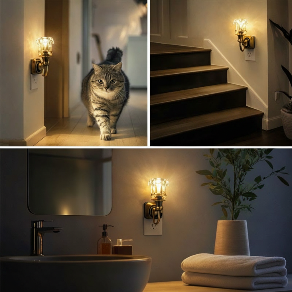 Retro Wall-Mounted Night Light with Plug-In Design