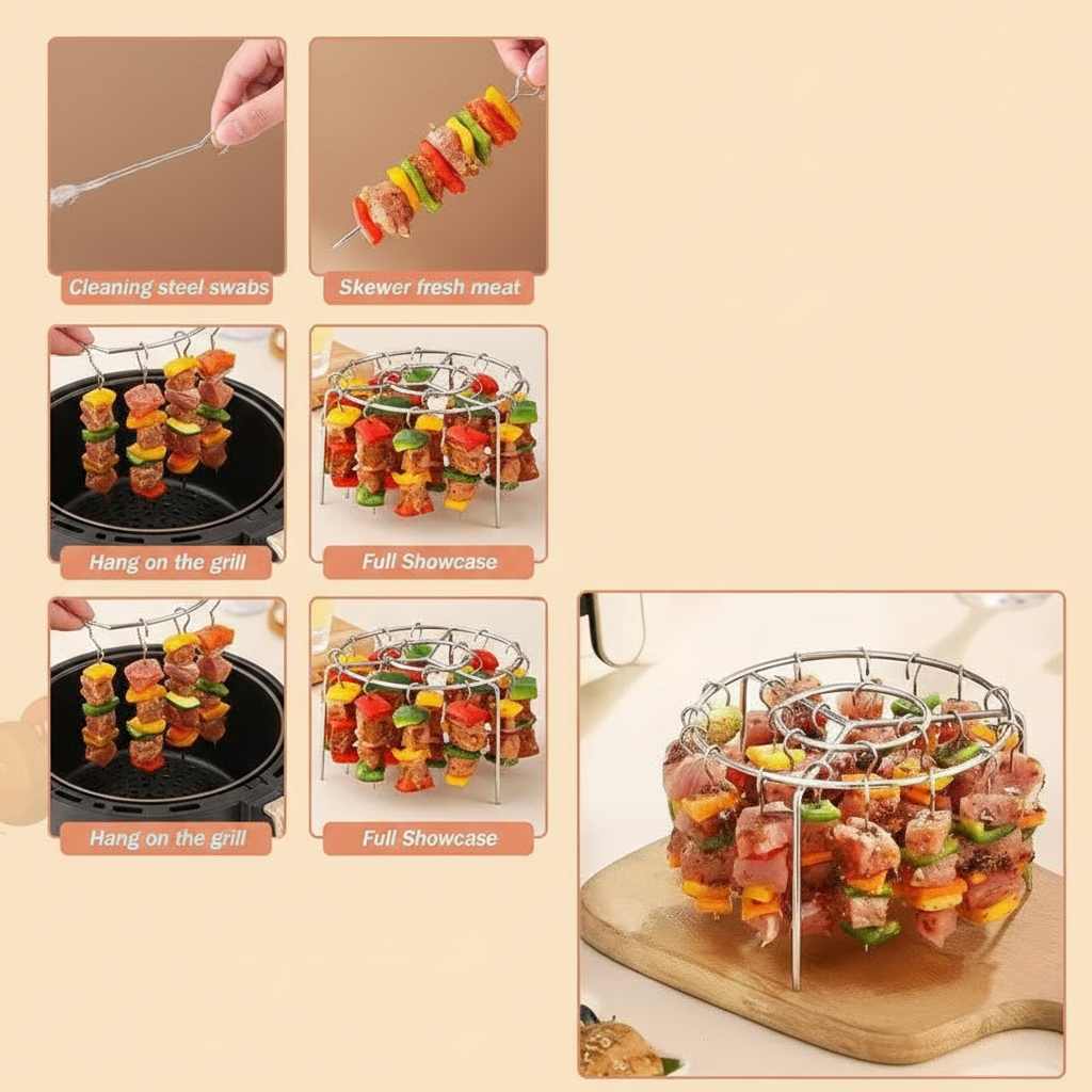 Skewer Rack for Air Fryer - Made of Stainless Steel