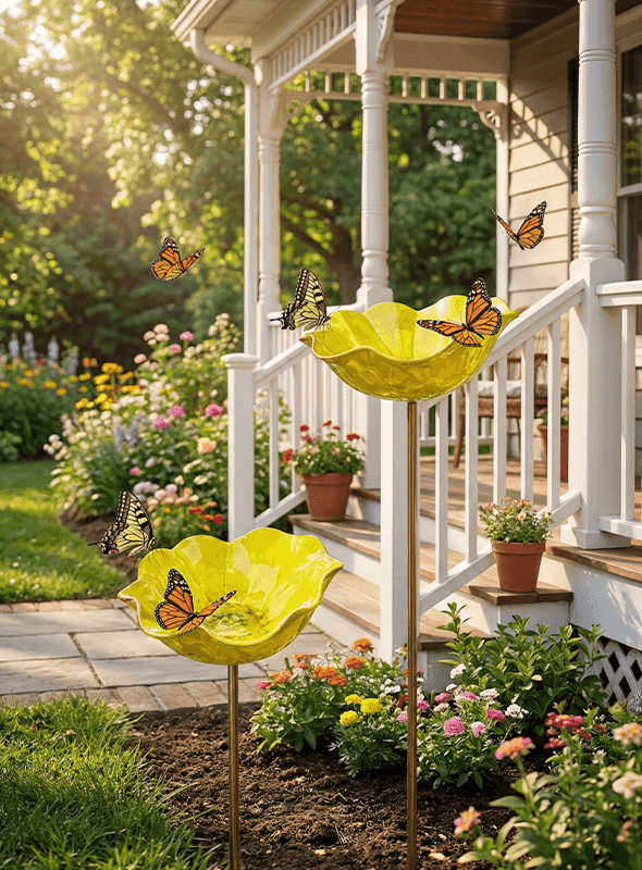 Decorative Garden Stake with Handcrafted Metal Flower Design