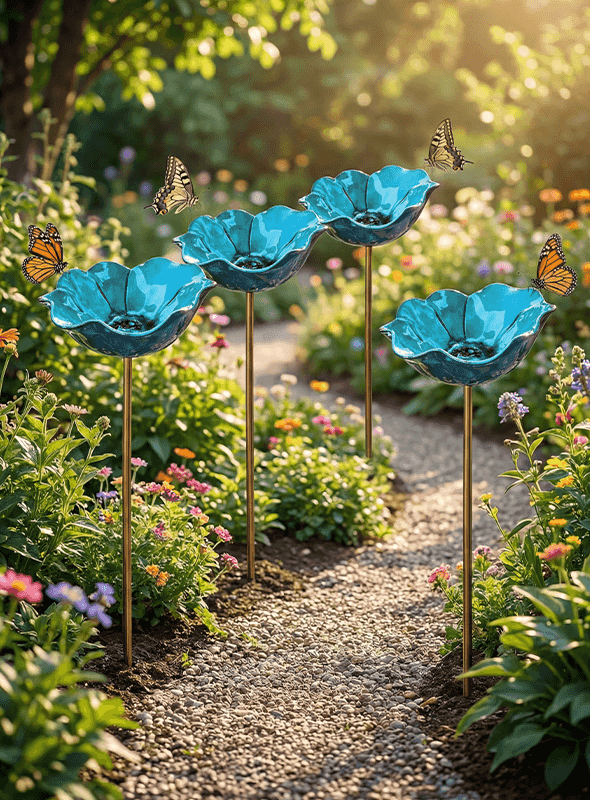 Decorative Garden Stake with Handcrafted Metal Flower Design