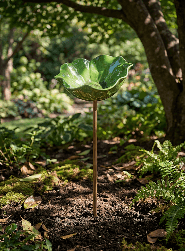 Decorative Garden Stake with Handcrafted Metal Flower Design