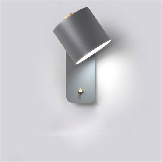 Adjustable 180 Degree LED Wall Sconce with Wood Accent for Bedroom and Living Room