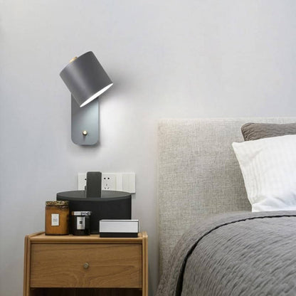 Adjustable 180 Degree LED Wall Sconce with Wood Accent for Bedroom and Living Room