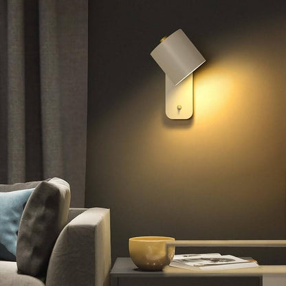 Adjustable 180 Degree LED Wall Sconce with Wood Accent for Bedroom and Living Room