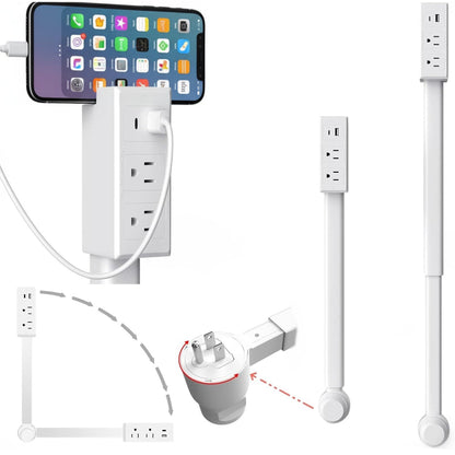 Adjustable Power Outlet Extender with 180° Swivel and USB Ports