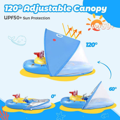 SafeSplash Baby Float with Adjustable Sunshade for Pool Fun