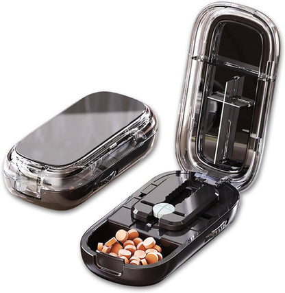 Compact Tablet Splitter with Adjustable Slot and Storage – Portable Pill Cutter