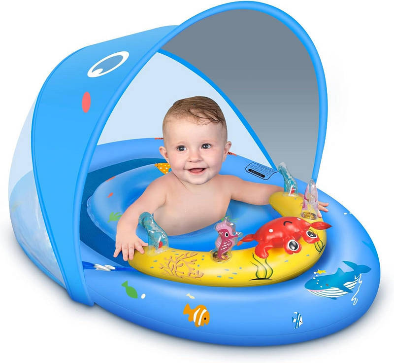 SafeSplash Baby Float with Adjustable Sunshade for Pool Fun