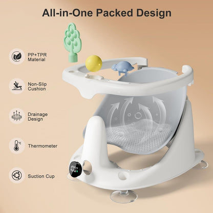 Comfortable Baby Bath Support Seat with Rinse Cup for 6 Months+