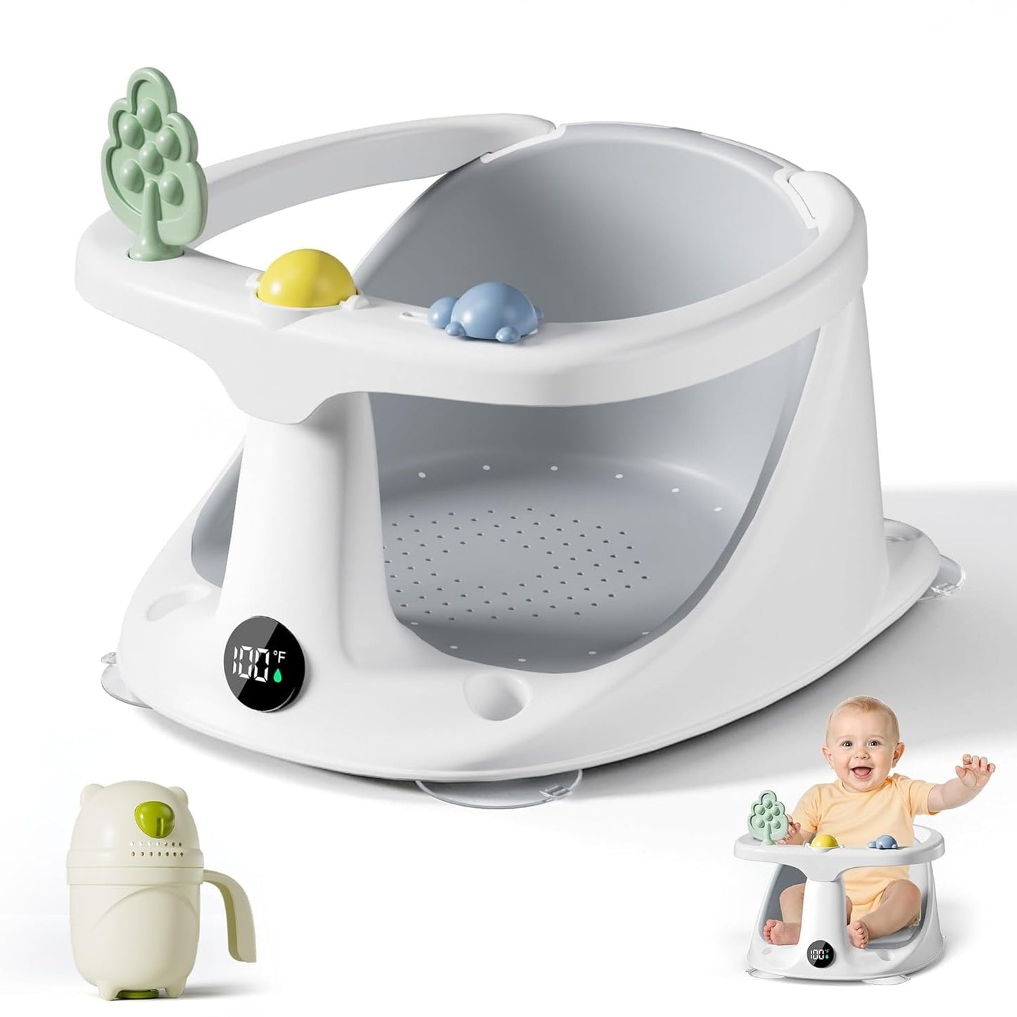 Comfortable Baby Bath Support Seat with Rinse Cup for 6 Months+
