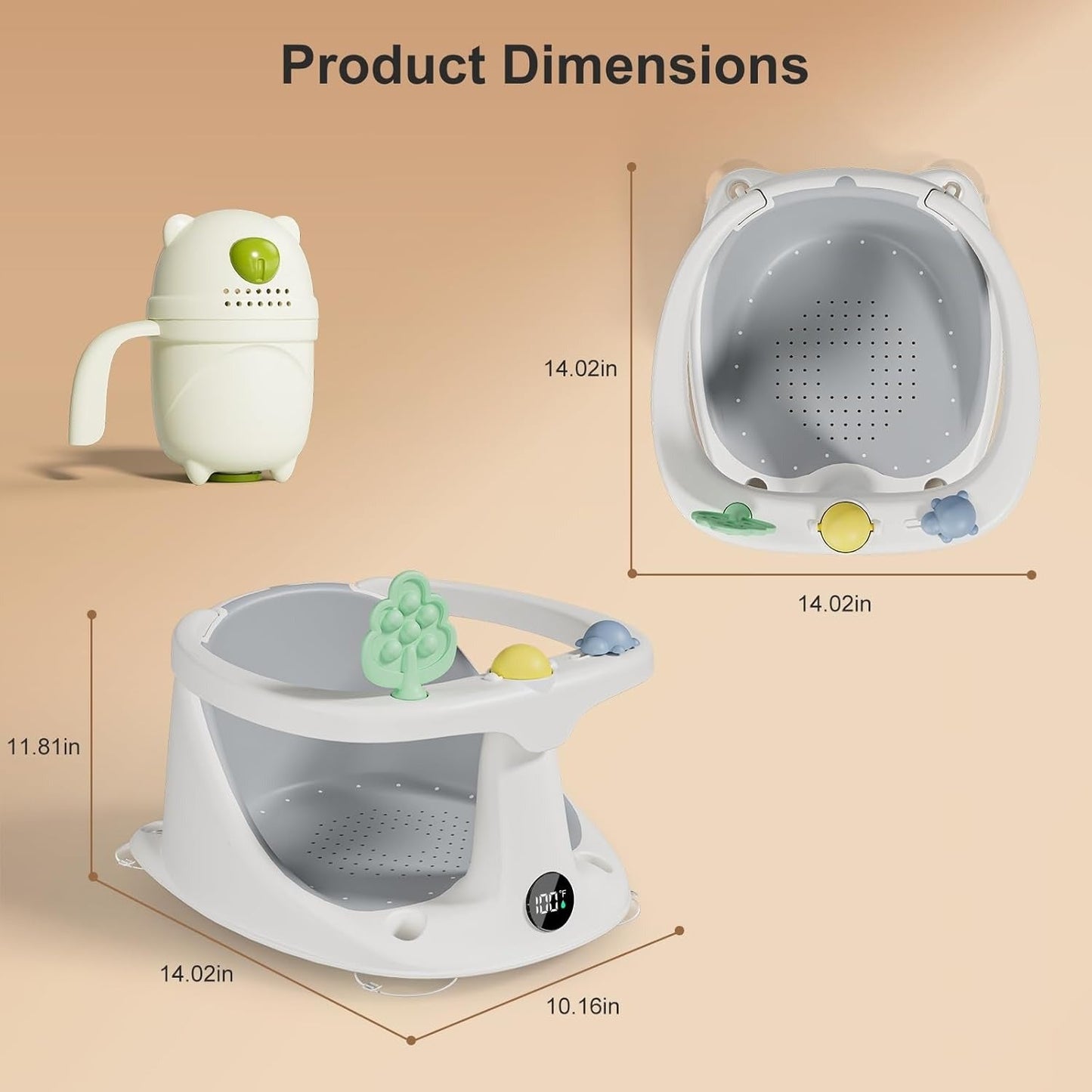 Comfortable Baby Bath Support Seat with Rinse Cup for 6 Months+