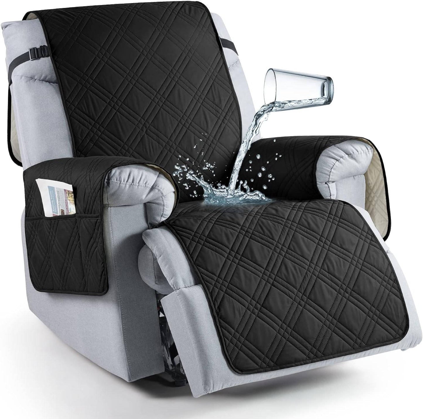 Microfiber Pet Protector for Recliner Chair, Waterproof with Side Pockets