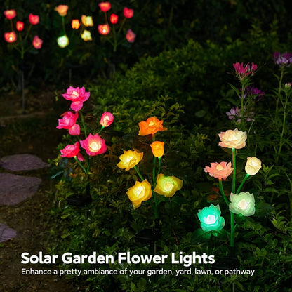 Enchanting Solar Blossom Lights - Set of 3 Color-Changing Rose Decor