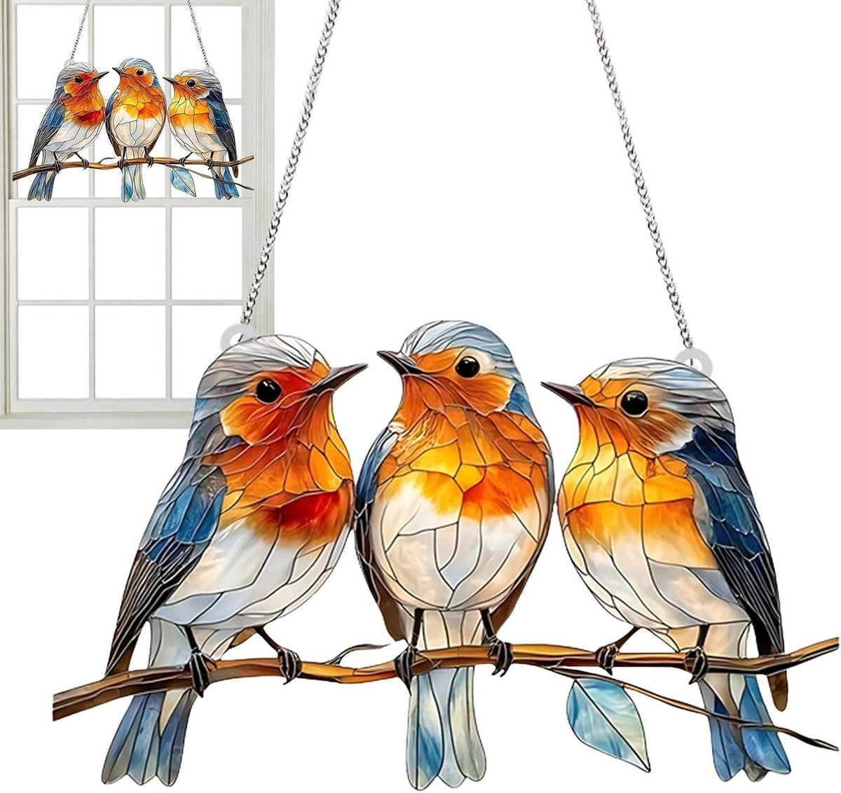 Charming Bluebird Window Prism Decor for Light Play