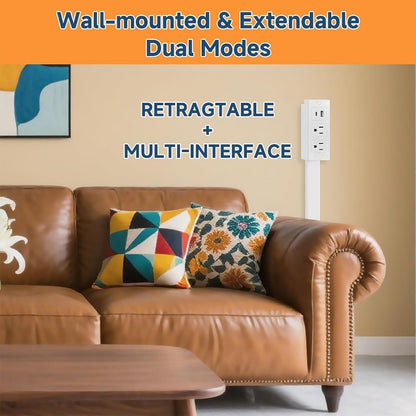 Adjustable Power Outlet Extender with 180° Swivel and USB Ports