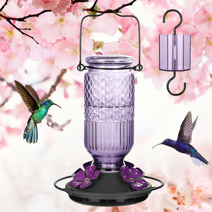 Elegant 16 OZ Nectar Feeder for Hummingbirds with Bee Shields & Ant Moat