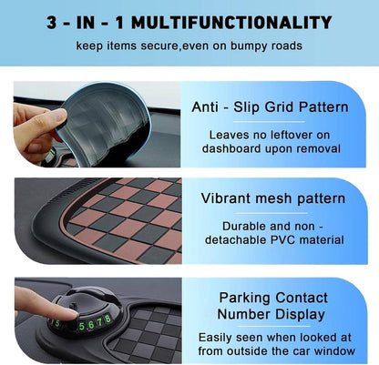 360-Degree Rotating Dashboard Phone Mount with Storage Tray and Anti-Slip Grip