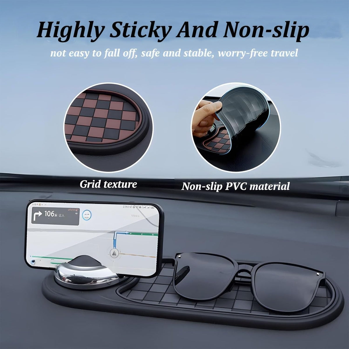 Secure Dashboard Phone Dock with Non-Slip Grip for Safe Driving