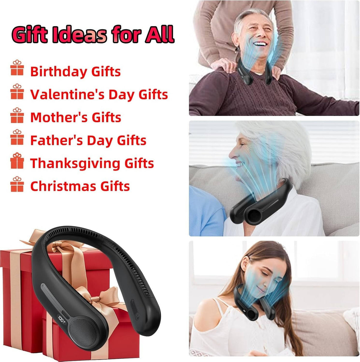Hands-Free Personal Neck Cooler with 360° Breeze