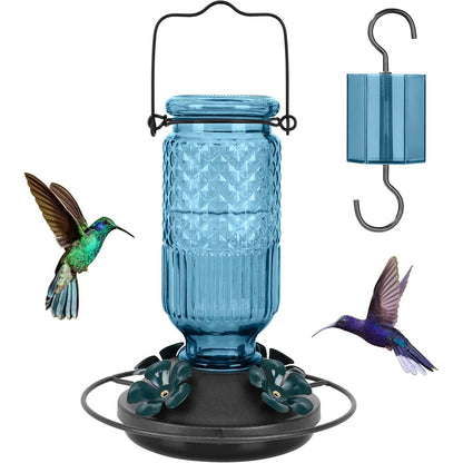 Elegant 16 OZ Nectar Feeder for Hummingbirds with Bee Shields & Ant Moat