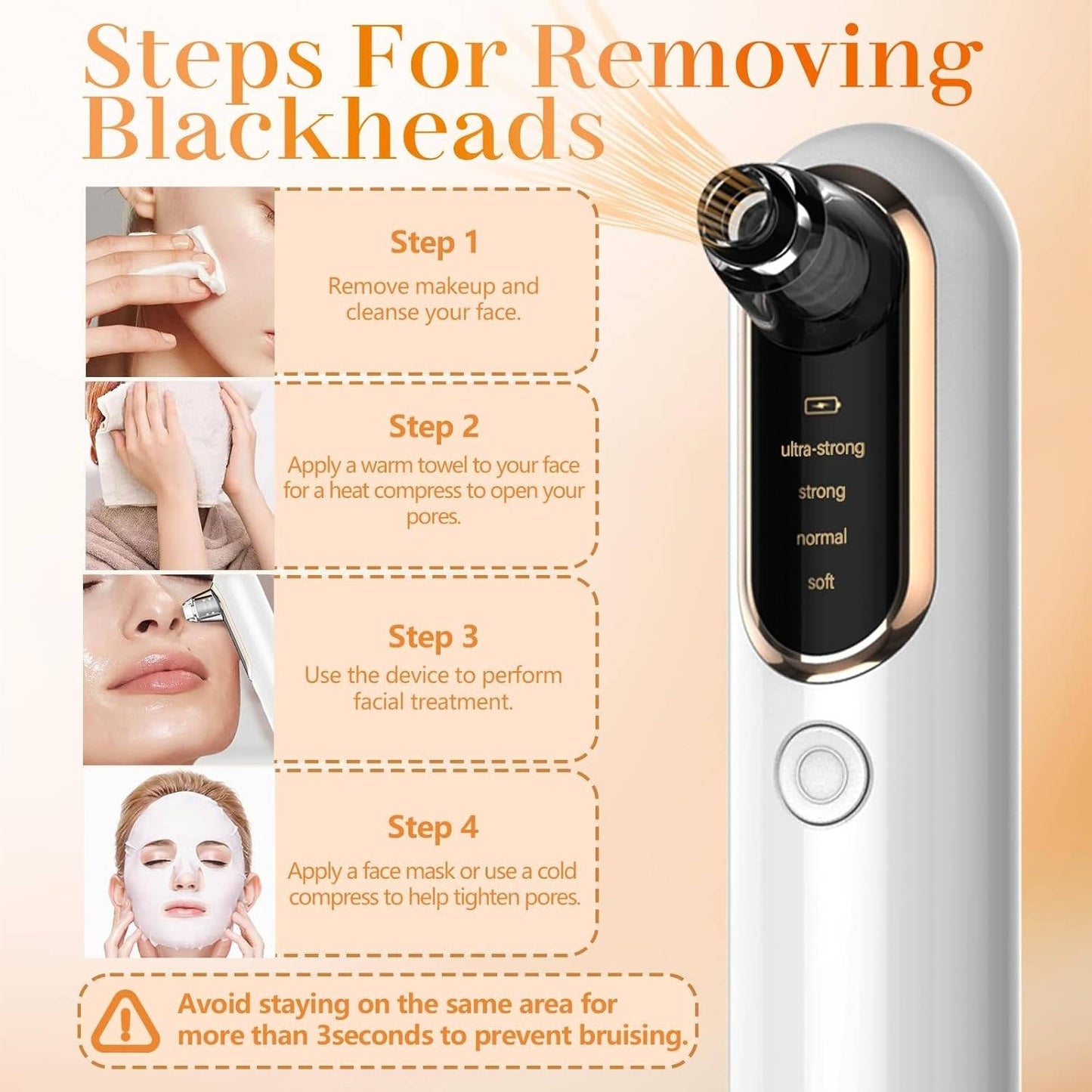 Smart Pore Cleaner with LCD and 5 Adjustable Heads