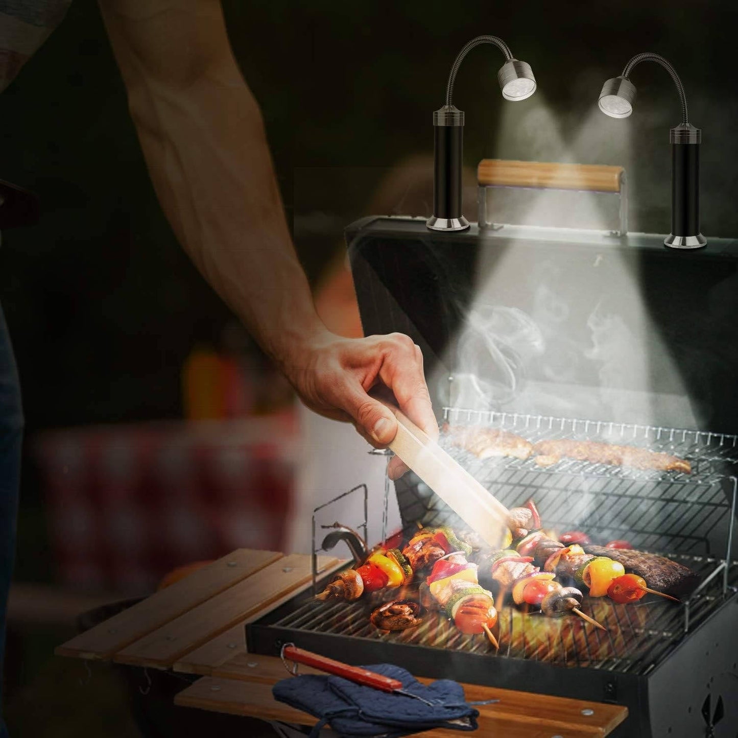 Dual-Pack Outdoor BBQ Light with Magnetic Base and Flexible Neck