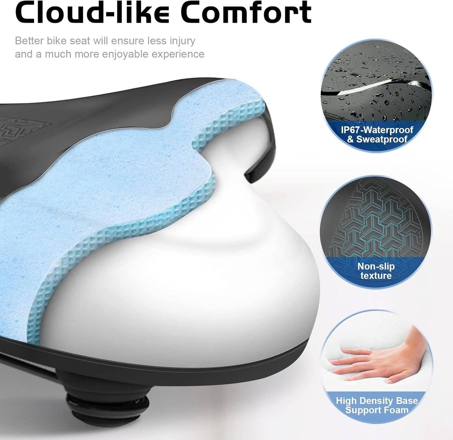 ComfortMax Oversized Bike Seat Cushion for Ultimate Riding Ease