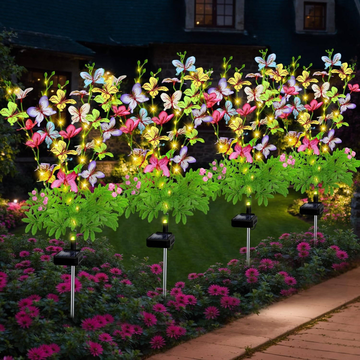 Illuminating Floral Stakes for Your Outdoor Oasis - 4 Pack