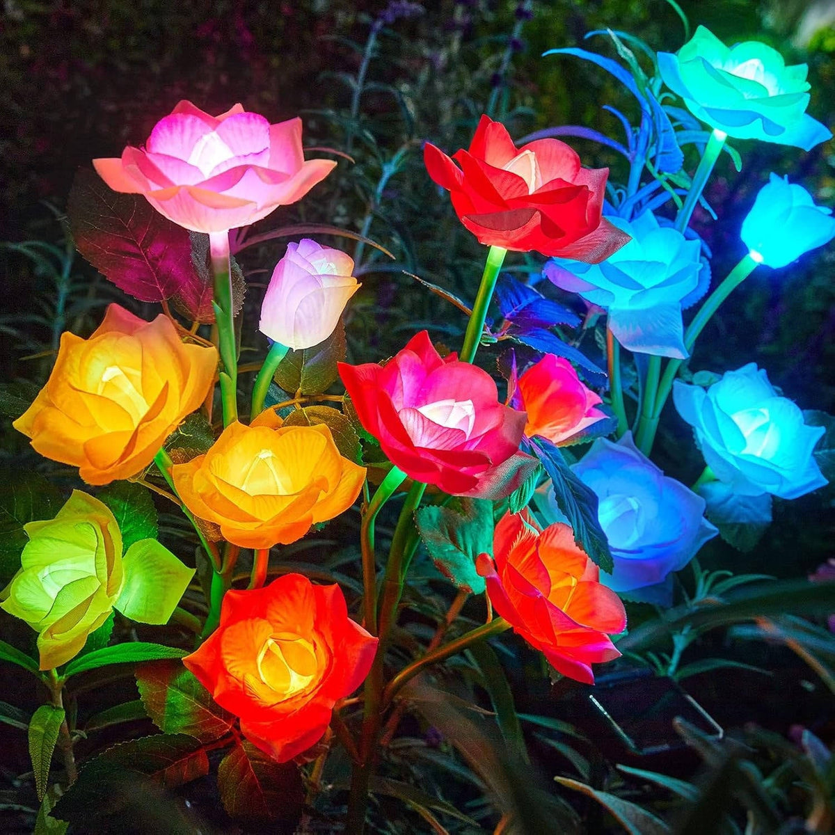 Enchanting Solar Blossom Lights - Set of 3 Color-Changing Rose Decor
