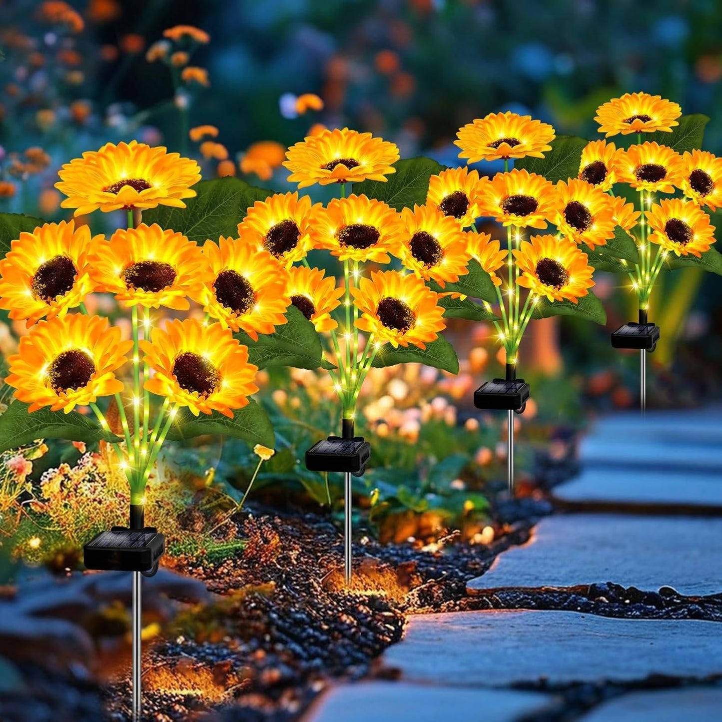Illuminating Floral Stakes for Your Outdoor Oasis - 4 Pack