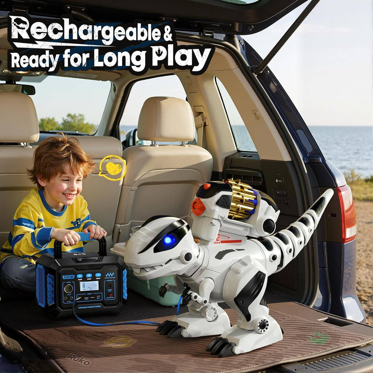 Interactive Programmable Robot Dinosaur Toy - Rechargeable Fun for Kids