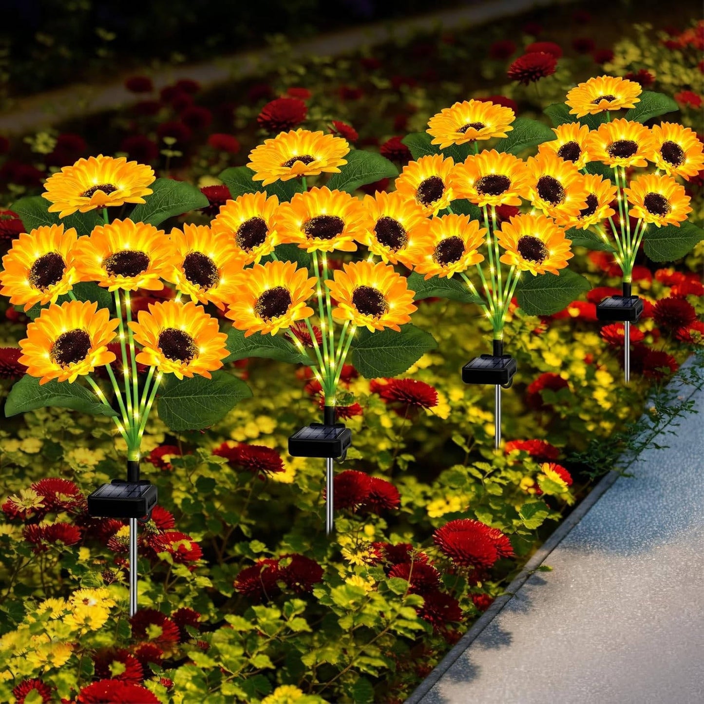 Illuminating Floral Stakes for Your Outdoor Oasis - 4 Pack