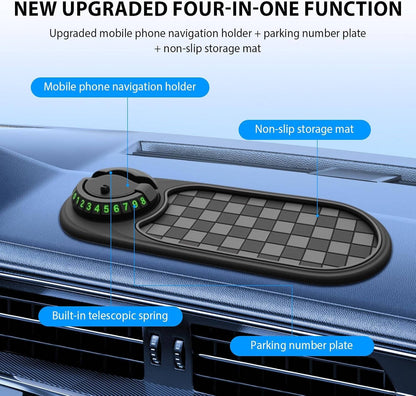 360-Degree Rotating Dashboard Phone Mount with Storage Tray and Anti-Slip Grip